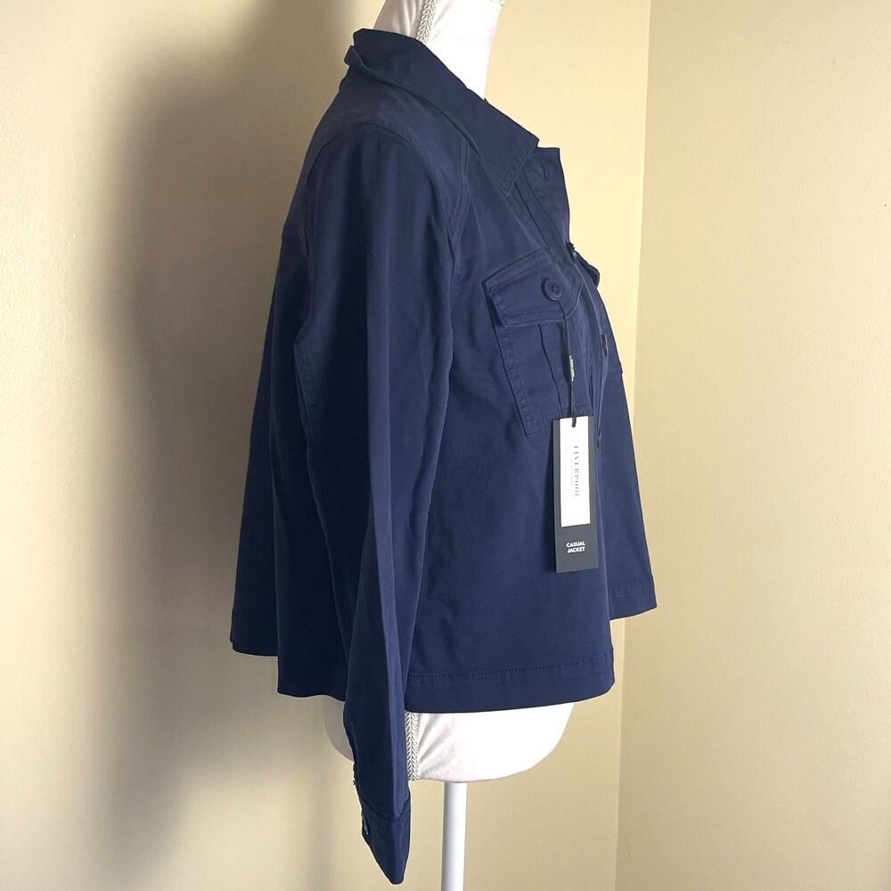 Liverpool Womens Navy Blue Shacket Sz S Button Up Cotton Blend Minimalist Casual - Picture 3 of 13